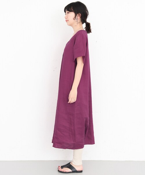KBF+（ケービーエフプラス）の「KBF+ ハードマンズリネンAラインマキシワンピース（ワンピース/ドレス・レディース・OFF/BEIGE/PURPLE・one）」の11枚目の写真