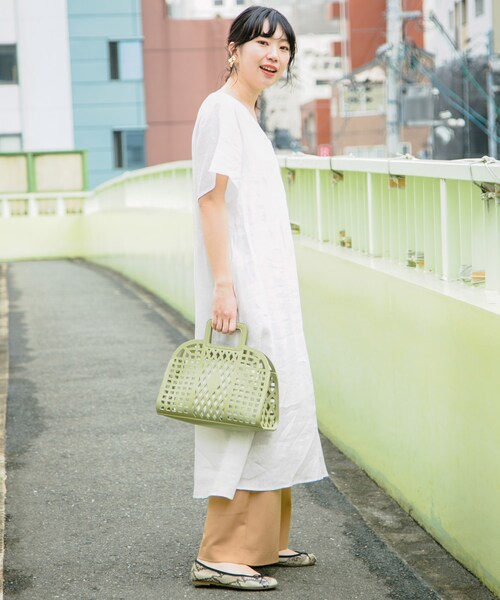 KBF+（ケービーエフプラス）の「KBF+ ハードマンズリネンAラインマキシワンピース（ワンピース/ドレス・レディース・OFF/BEIGE/PURPLE・one）」の5枚目の写真