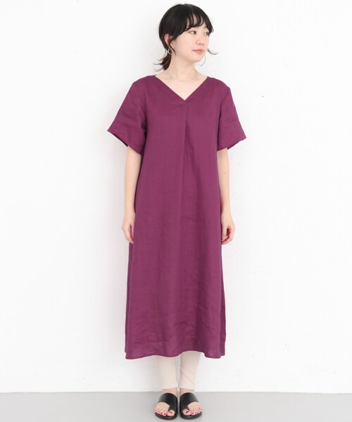 KBF+（ケービーエフプラス）の「KBF+ ハードマンズリネンAラインマキシワンピース（ワンピース/ドレス・レディース・OFF/BEIGE/PURPLE・one）」の10枚目の写真