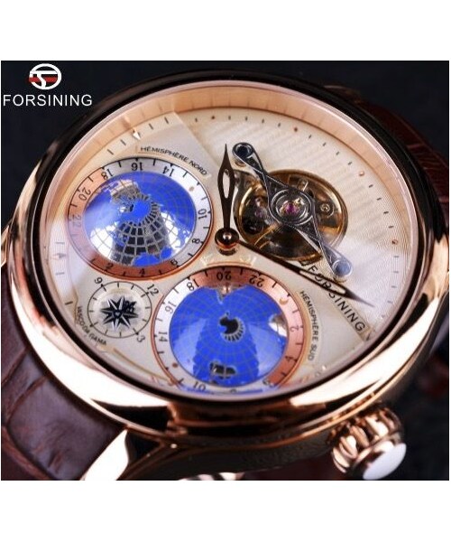 no brand（ノーブランド）の「Forsining トゥールビヨン 自動巻き 機械式腕時計 メンズ スケルトン（アナログ腕時計・メンズ・その他）」の2枚目の写真