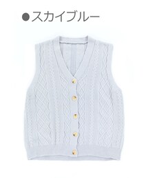 Bobon21 | アラン模様オーバーサイズニットベスト-全２色-(ベスト)