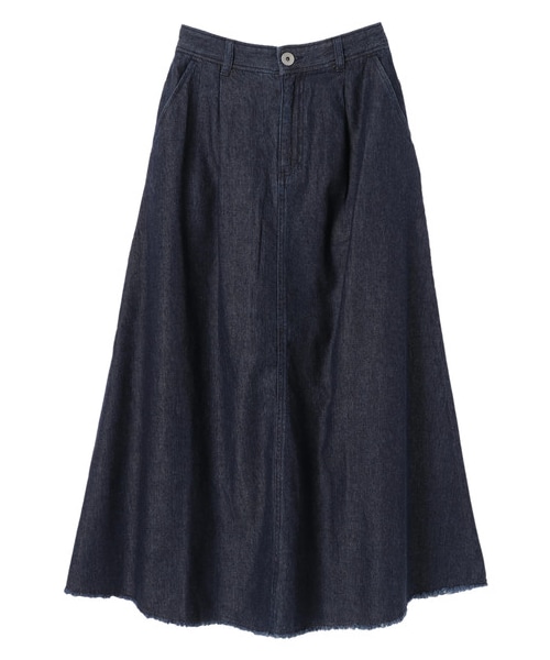 YECCA VECCA(イェッカヴェッカ)の「麻混カットオフロングフレアデニムスカート(スカート・インディゴ/ライトインディゴ・F)」の10枚目の写真