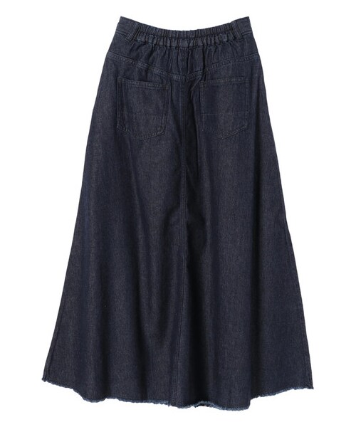 YECCA VECCA(イェッカヴェッカ)の「麻混カットオフロングフレアデニムスカート(スカート・インディゴ/ライトインディゴ・F)」の5枚目の写真