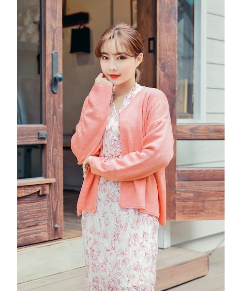 HOTPING(ホッピン)の「Vネックルーズニットカーディガン(カーディガン/ボレロ・レディース・White/Pink/Yellow/Other・フリーサイズ/L-2XL)」の3枚目の写真