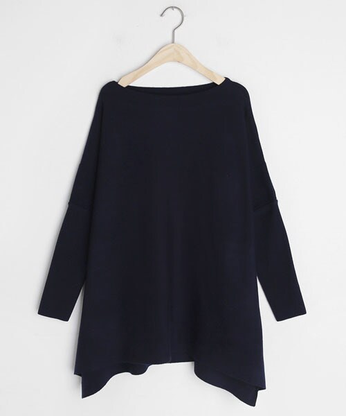 DHOLIC（ディーホリック）の「ボートネックアンバランスニット（ニット/セーター・レディース・ホワイト/ブラック/グレー・FREE）」の2枚目の写真