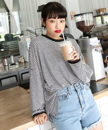 DHOLIC | スリットボーダープルオーバー(Tシャツ/カットソー)