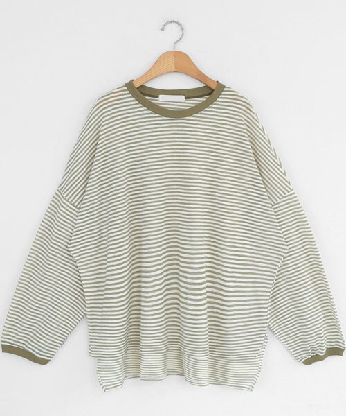 DHOLIC（ディーホリック）の「スリットボーダープルオーバー（Tシャツ/カットソー・レディース・ブラック/グリーン/ブルー・FREE）」の2枚目の写真