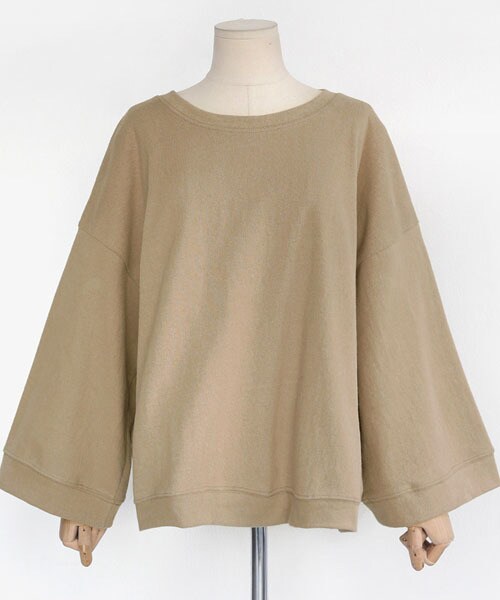 DHOLIC（ディーホリック）の「ワイドスリーブラウンドネックスウェットTシャツ（Tシャツ/カットソー・レディース・ブルー/ホワイト/グレー/ベージュ・FREE）」の4枚目の写真