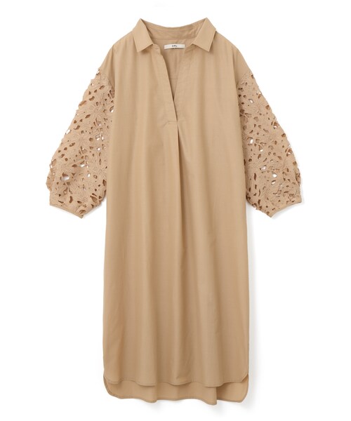 GRL（グレイル）の「レーススリーブスキッパーシャツワンピース（シャツワンピース・レディース・オフホワイト/ブラック/ベージュ・F/Ｆ）」の3枚目の写真