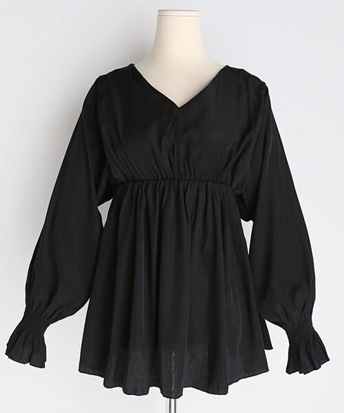 DHOLIC（ディーホリック）の「Vネックフレアブラウス（シャツ/ブラウス・レディース・ホワイト/ブラック・FREE）」の2枚目の写真