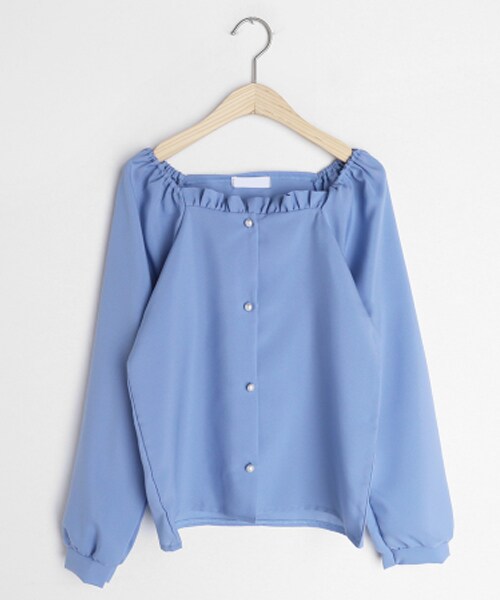 DHOLIC（ディーホリック）の「フリルスクエアネックパールボタンブラウス（シャツ/ブラウス・レディース・ホワイト/ブルー/その他/ピンク・FREE）」の2枚目の写真