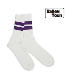 Pacific Standard Time(PST) | PST x ALL GOOD STORE / ラインソックス 靴下 / VALLEY TOWN - SUBWAY LINE COTTON SOCK - TANIMACHI PURPLE(ソックス/靴下)