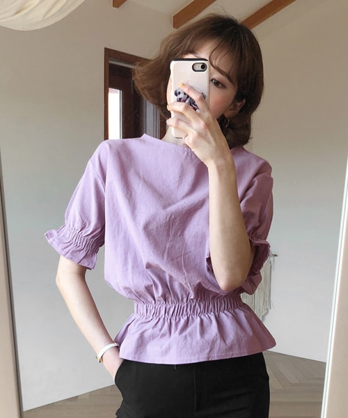 DHOLIC（ディーホリック）の「リネン混ブラウジングブラウス（シャツ/ブラウス・レディース・ホワイト/イエロー/グリーン/パープル/ブラック・FREE）」の4枚目の写真