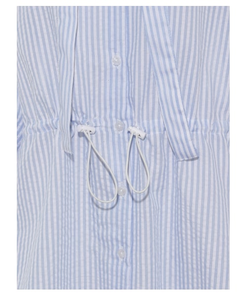 lilLilly（リルリリー）の「フーデッドシャツジャケット（トップス・レディース・WHITE/BLUE/BLACK・FREE）」の9枚目の写真