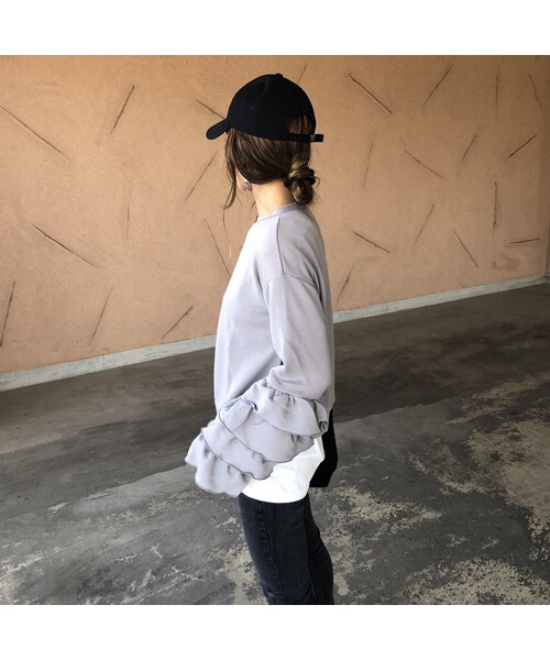 copine（コピン）の「再入荷！くすみカラー！ボリュームフリル袖トレーナー(3color)【クリックポスト対象商品】（スウェット・レディース・その他）」の12枚目の写真