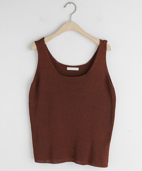 DHOLIC（ディーホリック）の「スクエアネックニットスリーブレス（タンクトップ・レディース・ブルー/ベージュ/ホワイト/ブラック/ブラウン・FREE）」の4枚目の写真