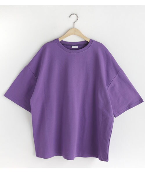 DHOLIC（ディーホリック）の「ボクシーハーフスリーブコットンTシャツ（Tシャツ/カットソー・レディース・ピンク/グレー/イエロー/パープル・FREE）」の3枚目の写真