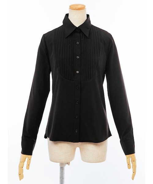Newlyme（ニューリーミー）の「胸元プリーツシャツ（トップス・レディース・ホワイト/サックス/ピンク/ブラック・S/M/L）」の2枚目の写真