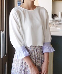 DHOLIC | ストライプフリルスリーブTシャツ(Tシャツ/カットソー)