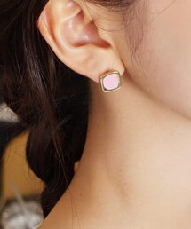 DHOLIC | スクエアゴールドフレームカラーピアス(ピアス（両耳用）)