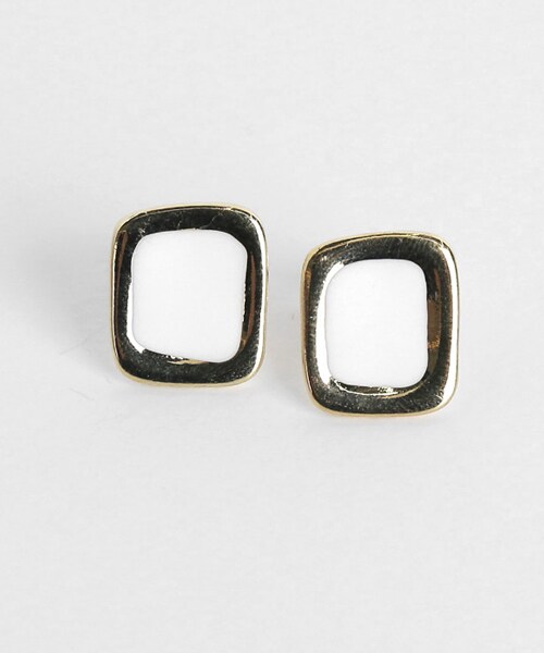 DHOLIC（ディーホリック）の「スクエアゴールドフレームカラーピアス（ピアス（両耳用）・レディース・ピンク/ブルー/レッド/ホワイト・FREE）」の2枚目の写真