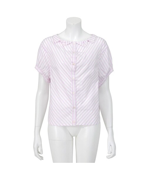 mercibeaucoup,（メルシーボークー）の「メルシーボークー、 / フトストライプ / ブラウス（トップス・レディース・light blue(11)/navy(13)/light pink(17)・01）」の3枚目の写真