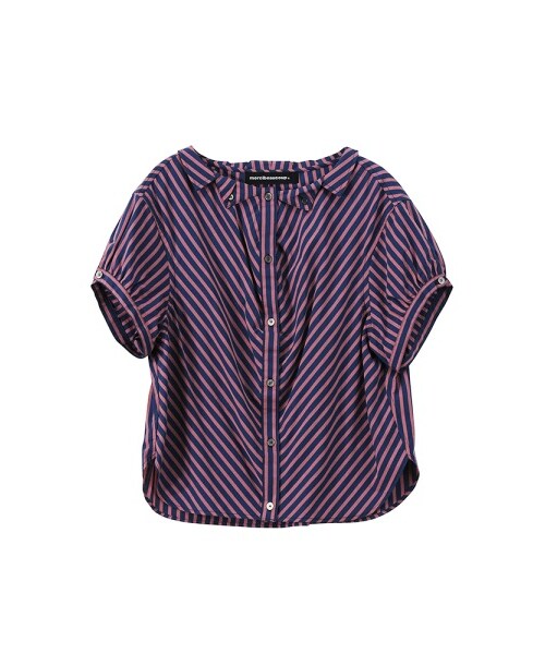 mercibeaucoup,（メルシーボークー）の「メルシーボークー、 / フトストライプ / ブラウス（トップス・レディース・light blue(11)/navy(13)/light pink(17)・01）」の8枚目の写真