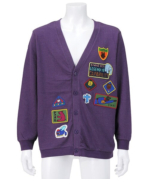 Ne-net（ネネット）の「ネ・ネット / メンズ ワッペンミニ裏毛 / カーディガン（トップス・メンズ・light green(08)/light blue(11)/dark purple(16)・03）」の3枚目の写真