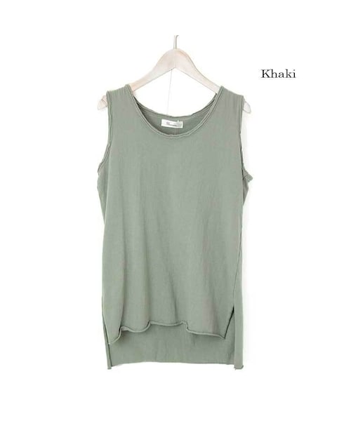 Sheson（シーズン）の「Sheson(シーズン)ビンテージ風スリットタンクトップ（タンクトップ・レディース・ホワイト/ブラウン/グリーン/ピンク/その他/ブラック・FREE）」の4枚目の写真