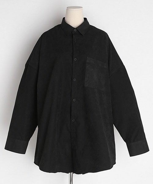 DHOLIC(ディーホリック)の「ラウンドヘムドロップショルダーシャツ(シャツ/ブラウス・レディース・ベージュ/ブラック/グレー・FREE)」の2枚目の写真