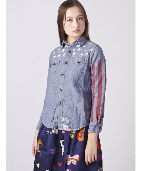 JEAN NASSAUS（ジーンナッソーズ）の「JEAN NASSAUS(ジーンナッソーズ) 星条旗シャツ (70)（トップス・レディース・WHITE/BLUE・F）」の6枚目の写真