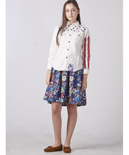JEAN NASSAUS（ジーンナッソーズ）の「JEAN NASSAUS(ジーンナッソーズ) 星条旗シャツ (70)（トップス・レディース・WHITE/BLUE・F）」の2枚目の写真