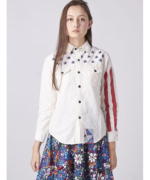 JEAN NASSAUS（ジーンナッソーズ）の「JEAN NASSAUS(ジーンナッソーズ) 星条旗シャツ (70)（トップス・レディース・WHITE/BLUE・F）」の3枚目の写真