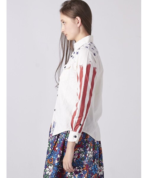 JEAN NASSAUS（ジーンナッソーズ）の「JEAN NASSAUS(ジーンナッソーズ) 星条旗シャツ (70)（トップス・レディース・WHITE/BLUE・F）」の4枚目の写真