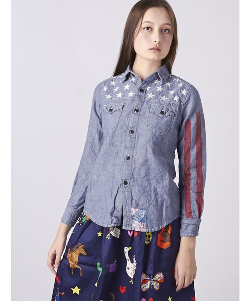 JEAN NASSAUS（ジーンナッソーズ）の「JEAN NASSAUS(ジーンナッソーズ) 星条旗シャツ (70)（トップス・レディース・WHITE/BLUE・F）」の9枚目の写真