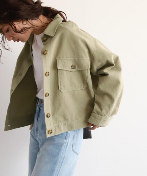 OZOC(オゾック)の「サマーコールビッグシルエットジャケット(ジャケット/アウター・レディース・カーキ(027)/ベージュ(052)・38(M)/40(L))」の1枚目の写真