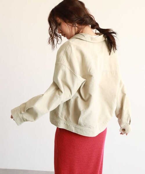 OZOC(オゾック)の「サマーコールビッグシルエットジャケット(ジャケット/アウター・レディース・カーキ(027)/ベージュ(052)・38(M)/40(L))」の5枚目の写真