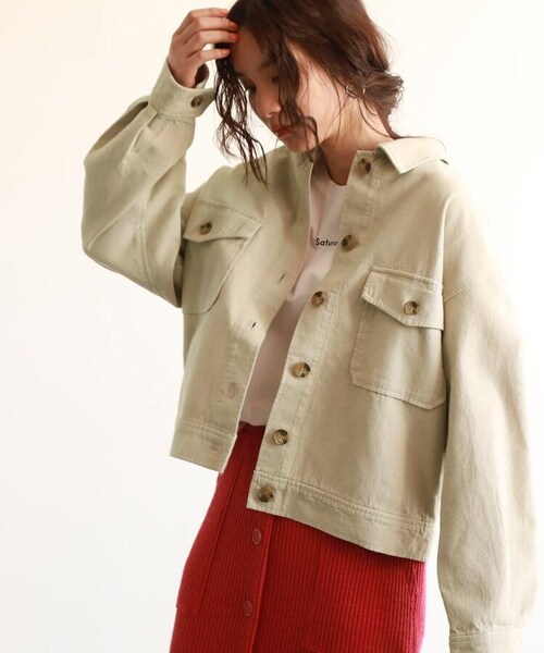 OZOC(オゾック)の「サマーコールビッグシルエットジャケット(ジャケット/アウター・レディース・カーキ(027)/ベージュ(052)・38(M)/40(L))」の2枚目の写真