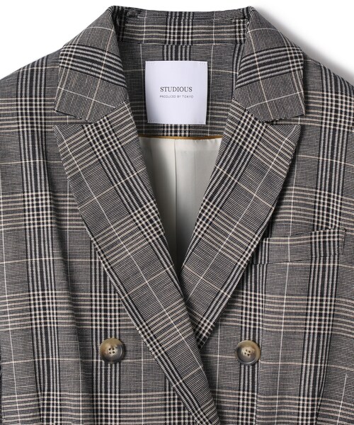 STUDIOUS（ステュディオス）の「リネンMIXチェックダブルJK（）」 - WEAR