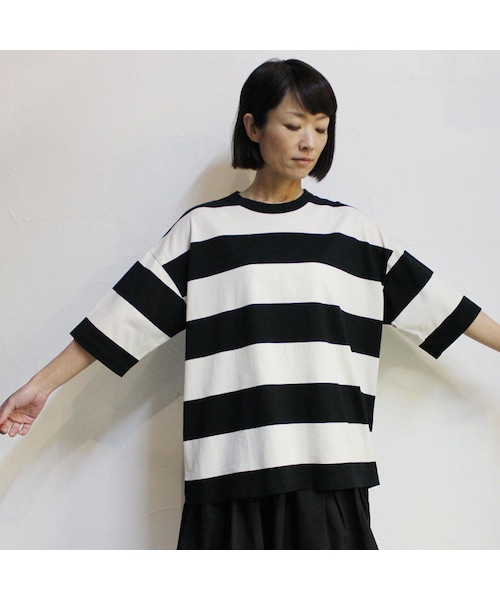 homspunホームスパン+Le minorボーダーカットソー オリーブhomspun