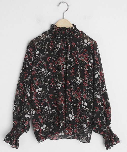 DHOLIC（ディーホリック）の「シャーリング花柄ブラウス（シャツ/ブラウス・レディース・ベージュ/ブラック・FREE）」の2枚目の写真