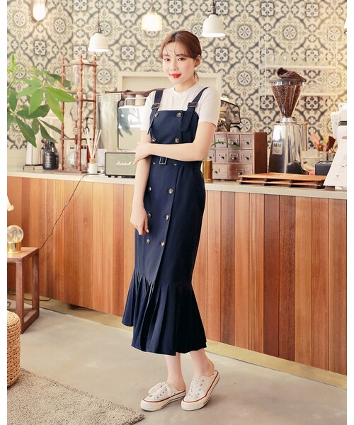 HOTPING（ホッピン）の「ベルトSETトレンチデザインワンピース（ワンピース・レディース・Beige/Blue・XS-S/M-L/L-XL）」の2枚目の写真