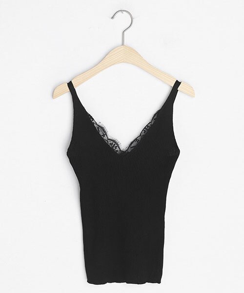 DHOLIC（ディーホリック）の「スカラップレースニットスリーブレス（タンクトップ・レディース・ホワイト/ブラック/ピンク/グレー/ベージュ・FREE）」の2枚目の写真