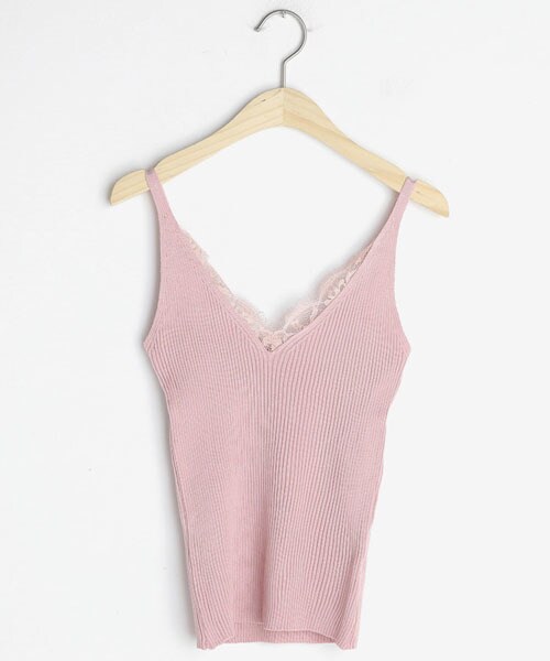 DHOLIC（ディーホリック）の「スカラップレースニットスリーブレス（タンクトップ・レディース・ホワイト/ブラック/ピンク/グレー/ベージュ・FREE）」の5枚目の写真