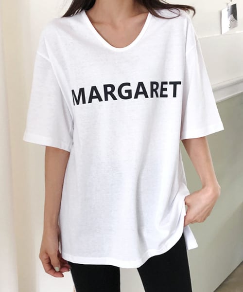 DHOLIC（ディーホリック）の「UネックMARGARET半袖Tシャツ（Tシャツ/カットソー・レディース・ブルー/ホワイト/ブラック/イエロー・FREE）」の2枚目の写真