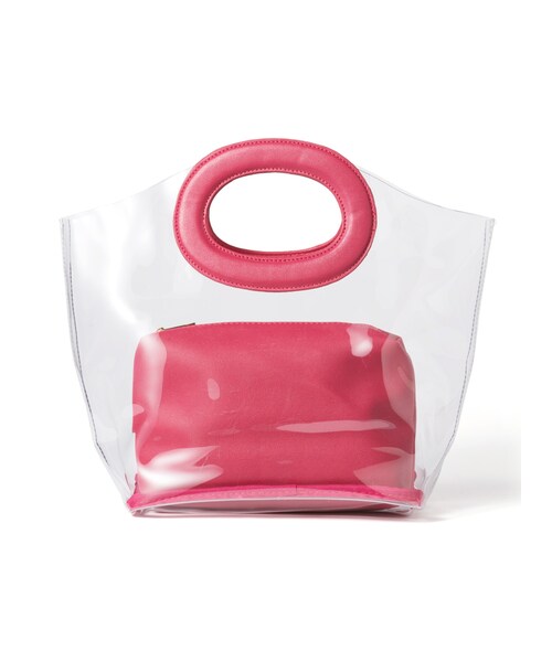 GRL（グレイル）の「ポーチ付きサークルハンドルクリアバック（ハンドバッグ・レディース・ベージュ/ピンク/ブラック・F/Ｆ）」の3枚目の写真