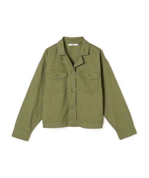 GRL（グレイル）の「オープンカラーシャツジャケット（ミリタリージャケット・レディース・ライトベージュ/カーキ・Ｆ/F）」の2枚目の写真