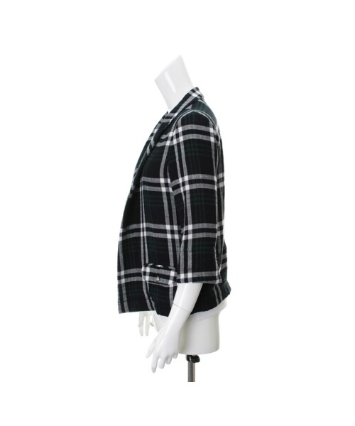 31 Sons de mode（トランテアン　ソン　ドゥ　モード）の「ショールカラーチェックジャケット≪ポイント10倍≫《予約アイテム》（ジャケット・レディース・モスグリーン・３６/３８）」の3枚目の写真