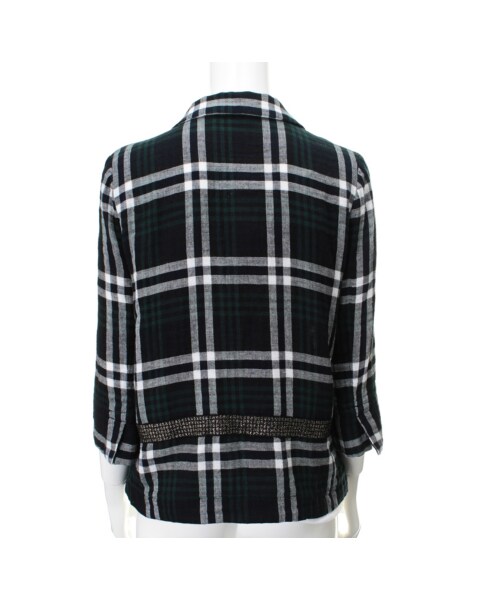31 Sons de mode（トランテアン　ソン　ドゥ　モード）の「ショールカラーチェックジャケット≪ポイント10倍≫《予約アイテム》（ジャケット・レディース・モスグリーン・３６/３８）」の7枚目の写真