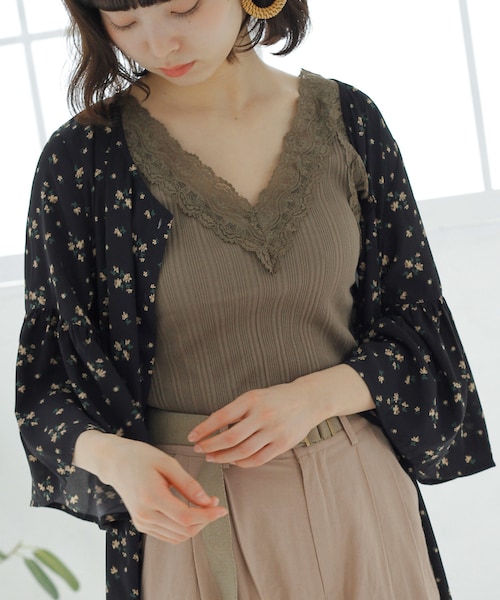 Crisp（クリスプ）の「ランダムリブレースタンク（タンクトップ・レディース・アイボリー/カーキ/ブラック・FREE）」の3枚目の写真